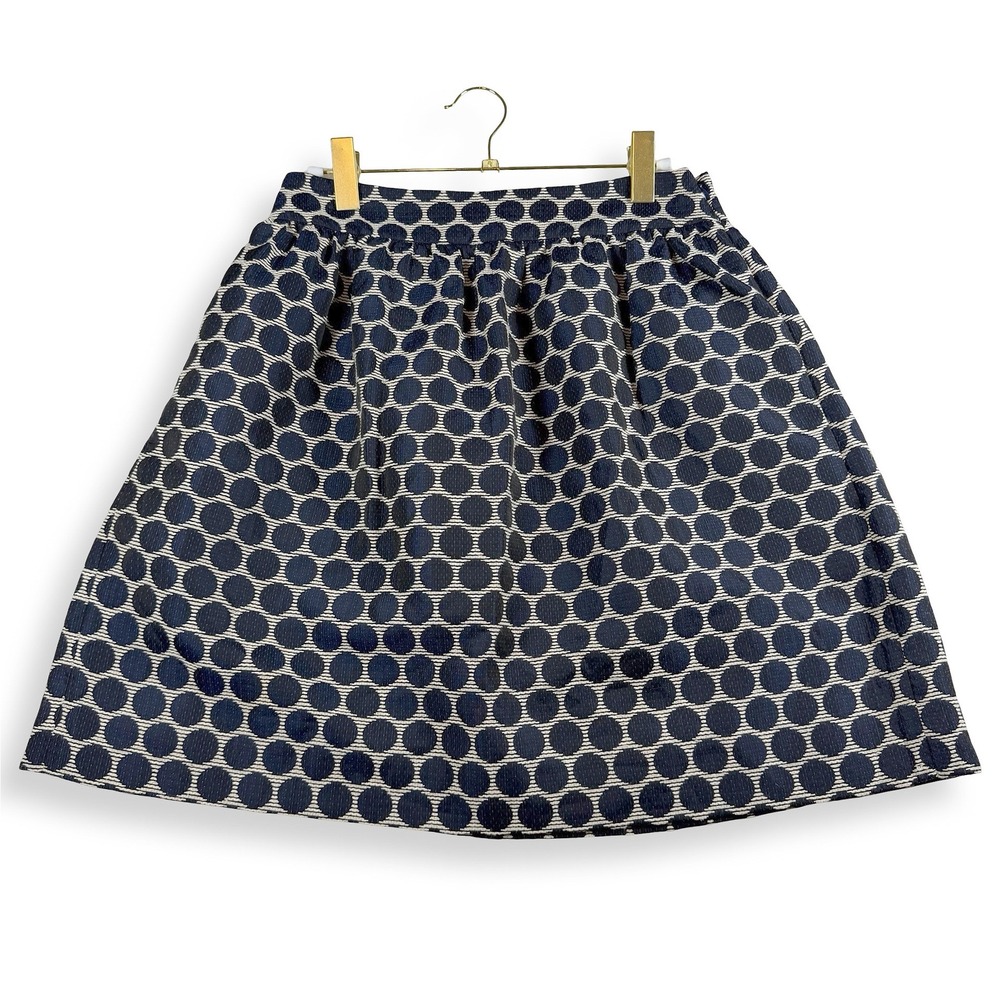 Kate Spade Skirt the Rules Navy Polka Dot A-Line Jacquard Skirt Women's Size 8